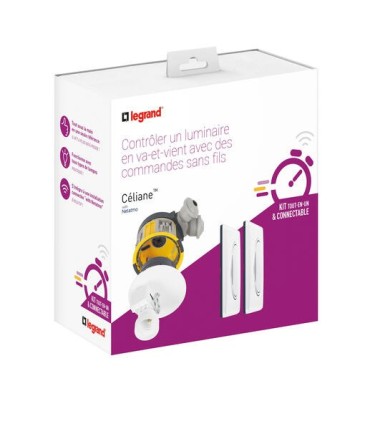 Kit Modul'up avec 1 boite + 1 DCL radio + 1 douille avec fiche DCL + 2 commandes Céliane sans fil blanc