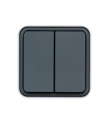 Double bouton poussoir Cubyko 1O/1F saillie gris