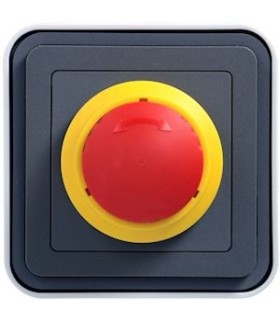 Interrupteur arrêt d'urgence 1/4 tour (poussoir et rotatif) étanche, Cubyko saillie gris