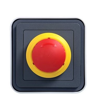 Interrupteur arrêt d'urgence 1/4 tour (poussoir et rotatif) étanche, Cubyko saillie gris