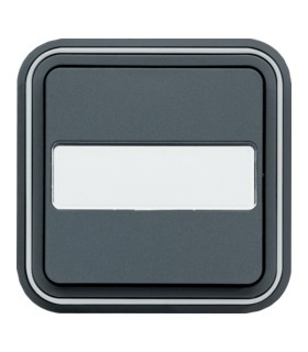 Bouton poussoir Cubyko étanche porte-étiquette gris, pose encastrée
