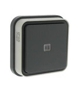 Bouton poussoir étanche à voyant témoin encastré gris