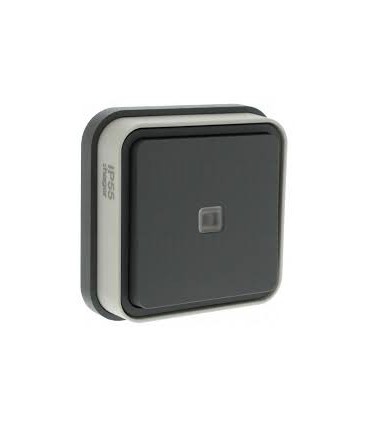 Bouton poussoir étanche à voyant témoin encastré gris