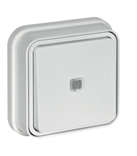 Bouton poussoir étanche à voyant témoin Cubyko encastré blanc