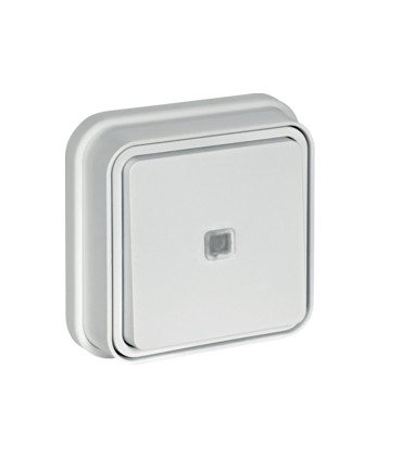 Bouton poussoir étanche à voyant témoin Cubyko encastré blanc