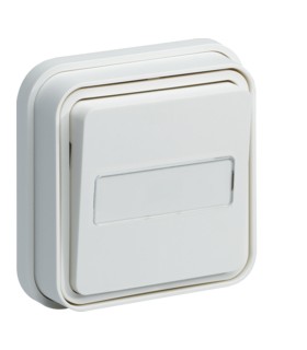 Bouton poussoir étanche porte-étiquette Cubyko 1F encastré blanc