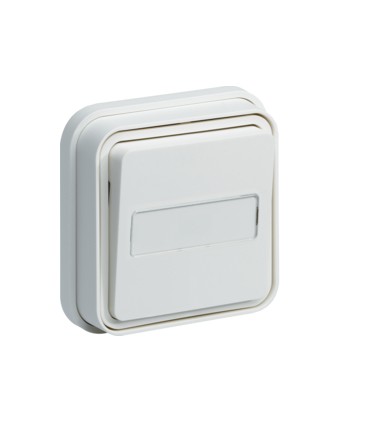 Bouton poussoir étanche porte-étiquette Cubyko 1F encastré blanc