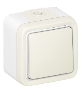 Interrupteur ou Va et Vient étanche Plexo  complet BLANC saillie