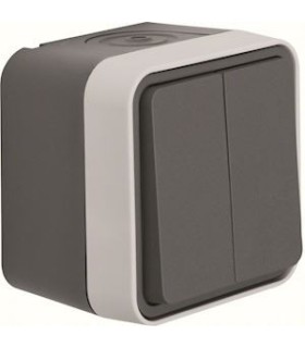 Double Va-et-Vient étanche Cubyko saillie gris