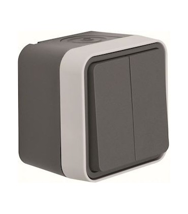 Double Va-et-Vient étanche Cubyko saillie gris