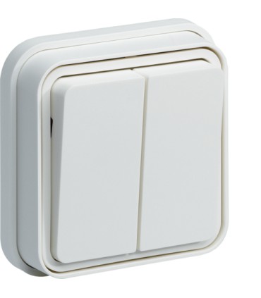Double interrupteur Va et Vient Cubyko encastré étanche blanc