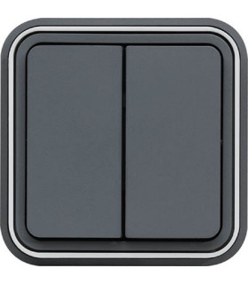 Double interrupteur Va et Vient encastré étanche Cubyko gris