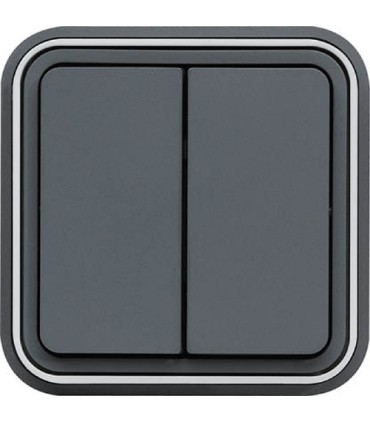 Double interrupteur Va et Vient encastré étanche Cubyko gris