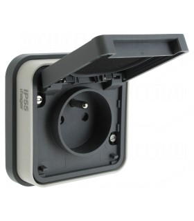 Prise de courant 2P+T étanche Cubyko encastré gris