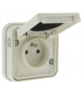 Prise de courant 2P+T étanche Cubyko encastré blanc