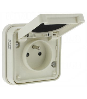 Prise de courant 2P+T étanche Cubyko encastré blanc