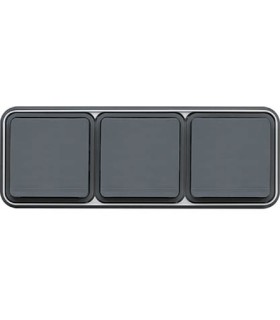 Triple Prise de courant Horizontale 2P+T étanche Cubyko encastré gris