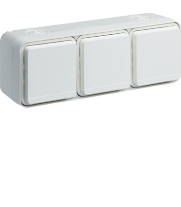 Triple Prise de courant Horizontale 2P+T étanche Cubyko saillie blanc