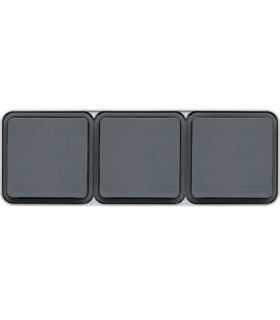 Triple Prise de courant Horizontale 2P+T étanche Cubyko saillie gris