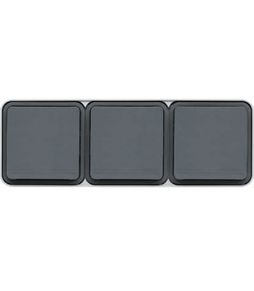 Triple Prise de courant Horizontale 2P+T étanche Cubyko saillie gris