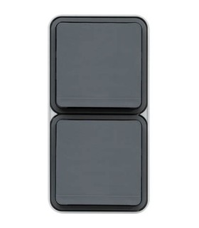 Double Prise de courant Verticale 2P+T étanche Cubyko saillie gris