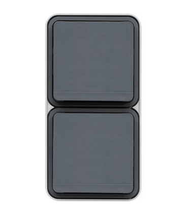 Double Prise de courant Verticale 2P+T étanche Cubyko saillie gris