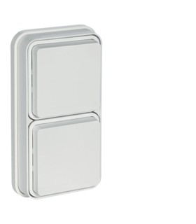 Double Prise de courant Verticale 2P+T étanche Cubyko encastré blanc