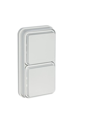 Double Prise de courant Verticale 2P+T étanche Cubyko encastré blanc