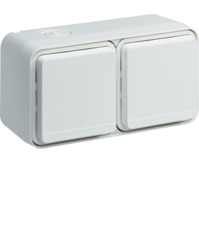 Double Prise de courant Horizontale 2P+T étanche Cubyko saillie blanc