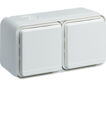Double Prise de courant Horizontale 2P+T étanche Cubyko saillie blanc