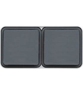 Double Prise de courant Horizontale 2P+T étanche Cubyko saillie gris