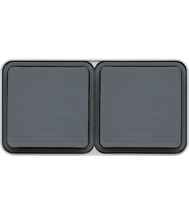 Double Prise de courant Horizontale 2P+T étanche Cubyko saillie gris