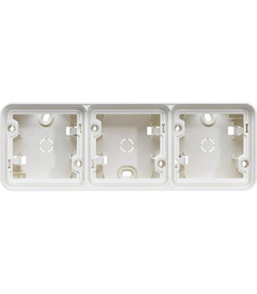 Boîte saillie triple Horizontale Cubyko associable, IP55 blanc