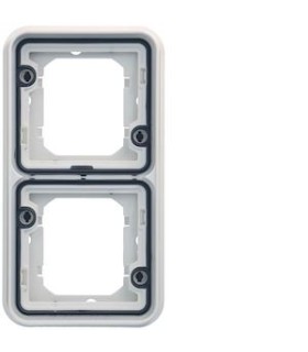 Support d'encastrement double vertical Cubyko associable, Blanc IP55