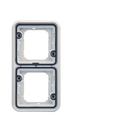 Support d'encastrement double vertical Cubyko associable, Blanc IP55