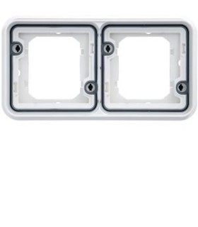 Support d'encastrement double Horizontal Cubyko associable, Blanc IP55