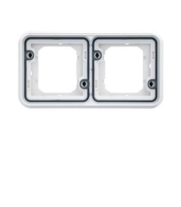 Support d'encastrement double Horizontal Cubyko associable, Blanc IP55