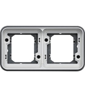 Support d'encastrement double Horizontal Cubyko associable, gris IP55