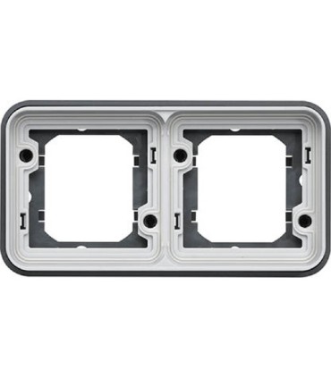 Support d'encastrement double Horizontal Cubyko associable, gris IP55