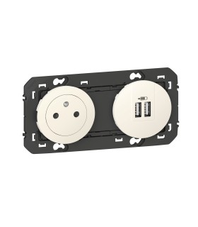 Prise 2P+T surface + chargeur 2 USB Type A Dooxie Blanc / Legrand