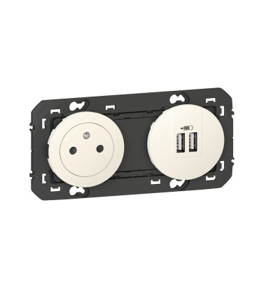 Prise 2P+T surface + chargeur 2 USB Type A Dooxie Blanc / Legrand