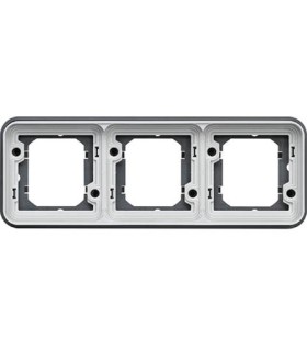 Support d'encastrement triple Horizontal Cubyko associable, gris IP55