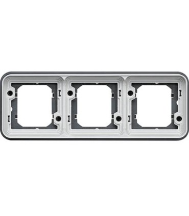 Support d'encastrement triple Horizontal Cubyko associable, gris IP55