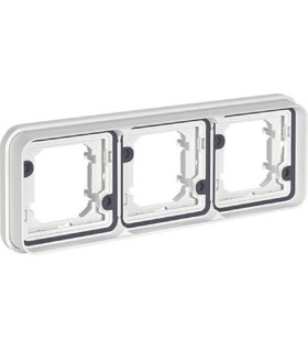 Support d'encastrement triple Horizontal Cubyko  associable, blanc IP55.