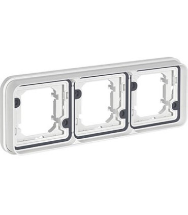 Support d'encastrement triple Horizontal Cubyko  associable, blanc IP55.
