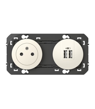 Prise 2P+T surface + chargeur 2 USB Type A Dooxie Blanc / Legrand