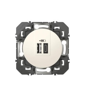 Double chargeur USB 1 Type A + 1 Type C Dooxie Blanc / Legrand