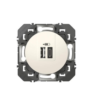 Double chargeur USB 1 Type A + 1 Type C Dooxie Blanc / Legrand