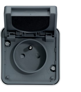 Prise 2P+T cubyko associable gris IP55