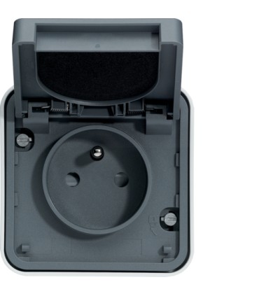 Prise 2P+T cubyko associable gris IP55